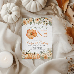 Little Pumpkin 1st Birthday Invitation