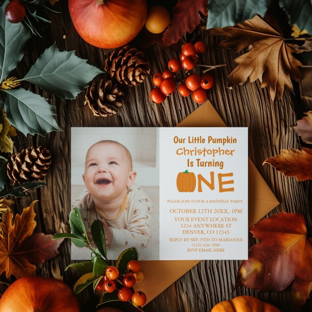 Little Pumpkin 1st Birthday Invitation (Creator Uploaded)