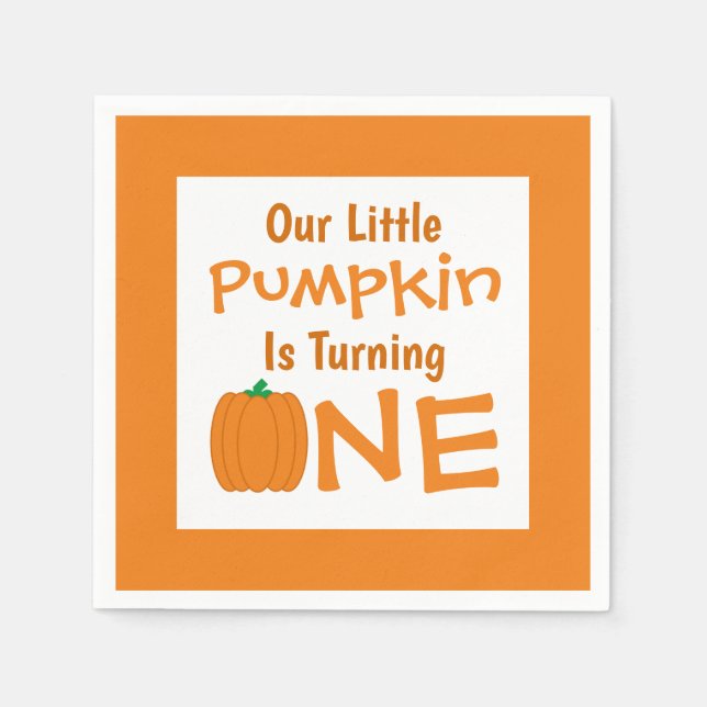 Little Pumpkin 1st Birthday Napkin (Front)