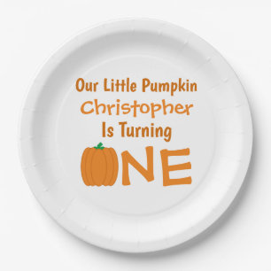 Little Pumpkin 1st Birthday Paper Plate