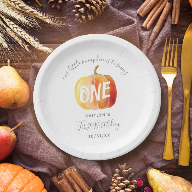 Little Pumpkin 1st Birthday Paper Plate (Creator Uploaded)