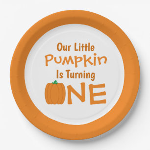 Little Pumpkin 1st Birthday Paper Plate
