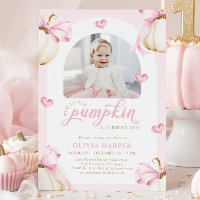 Little Pumpkin 1st Birthday Photo Invitation