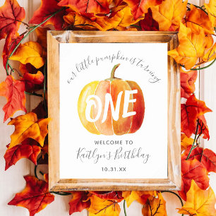 Little Pumpkin 1st Birthday Welcome Sign
