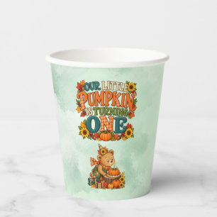 Little Pumpkin 1st Birthday Woodland Invitation Paper Cups