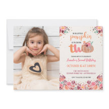 Little Pumpkin 2nd Birthday Boho Floral Photo