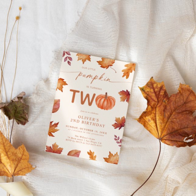 Little Pumpkin 2nd Birthday Fall  Invitation (Creator Uploaded)