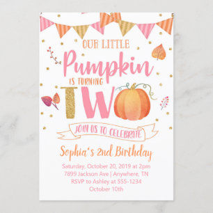Little Pumpkin 2nd Birthday Invitation