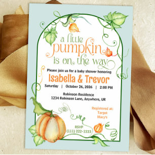 Little Pumpkin Autumn Baby Shower Gender Neutral Invitation