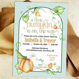 Little Pumpkin Autumn Baby Shower Gender Neutral Invitation
