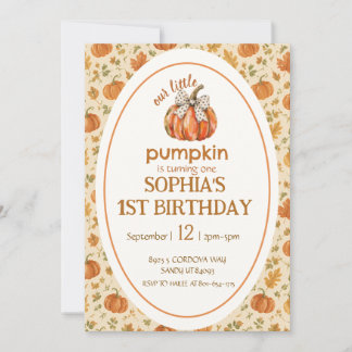 little pumpkin autumn birthday invitation