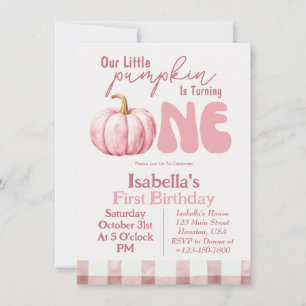 Little Pumpkin Autumn Fall 1st Birthday Invitation
