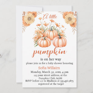  little pumpkin autumn fall baby shower Invitation
