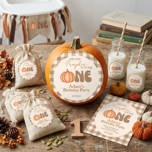 Little Pumpkin Autumn Fall First 1st Birthday Classic Round Sticker