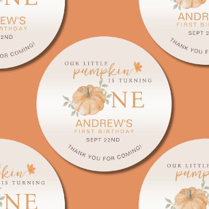 Little Pumpkin Autumn Fall First 1st Birthday Classic Round Sticker