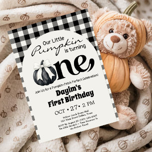 Little Pumpkin Autumn Fall First 1st Birthday Invitation