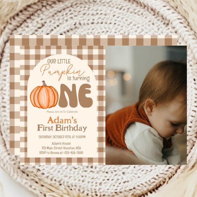 Little Pumpkin Autumn Fall First 1st Birthday Invitation (Creator Uploaded)