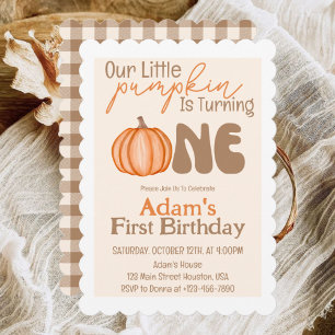 Little Pumpkin Autumn Fall First 1st Birthday  Invitation