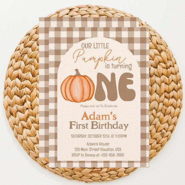 Little Pumpkin Autumn Fall First 1st Birthday  Invitation (Creator Uploaded)