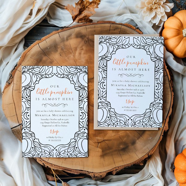 Little Pumpkin Autumn Fall Halloween Baby Shower Invitation (Creator Uploaded)