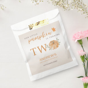 Little Pumpkin Autumn Fall Pattern 2nd Birthday Favour Bags