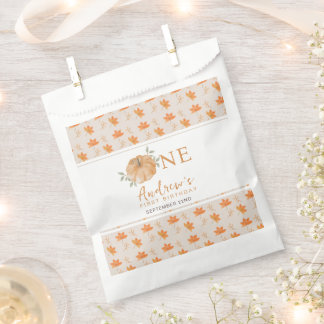 Little Pumpkin Autumn Fall Pattern First Birthday Favour Bags