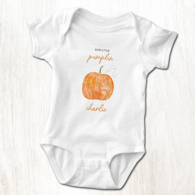 Little Pumpkin Autumn Fall Personalised Baby Bodysuit (Little pumpkin personalized name onesir)