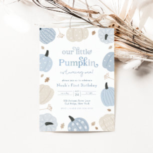 Little Pumpkin Autumn First Birthday Invitation