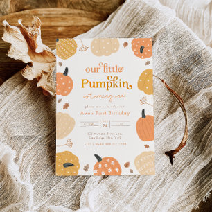 Little Pumpkin Autumn First Birthday Invitation