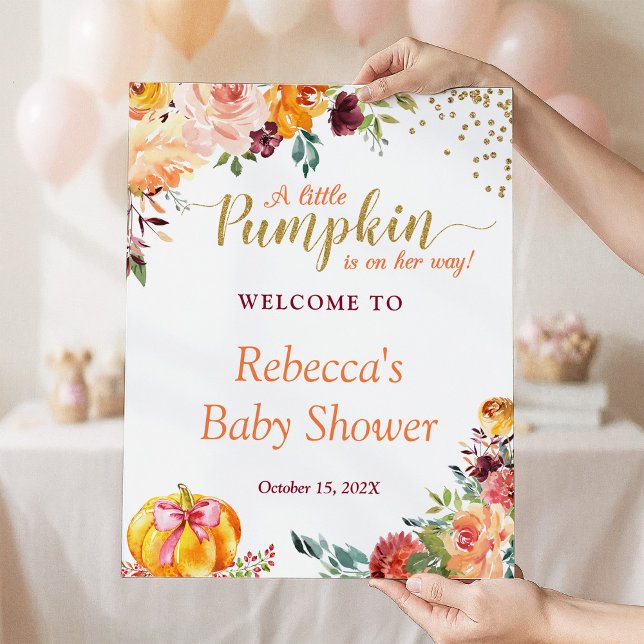 Little Pumpkin Autumn Floral Baby Shower Sign (Creator Uploaded)