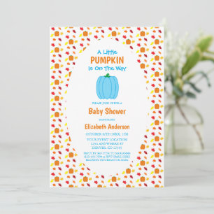Little Pumpkin Autumn Leaves Baby Shower Invitation