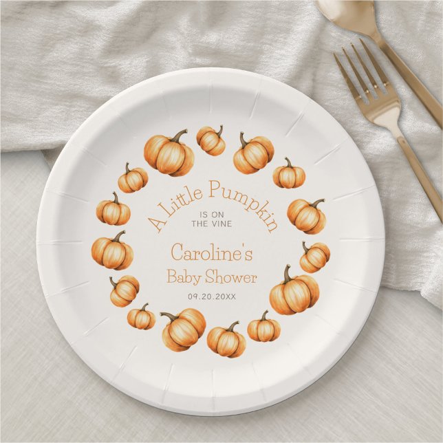 Little Pumpkin Autumn Shower Birthday Paper Plate (Creator Uploaded)