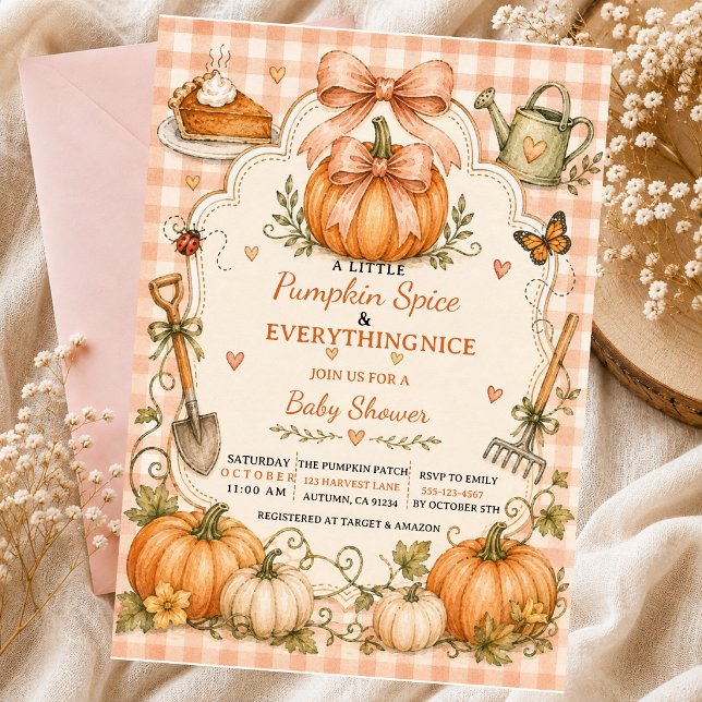 Little Pumpkin Autumn Sticks Cinnamon Pie bow  Invitation (Creator Uploaded)