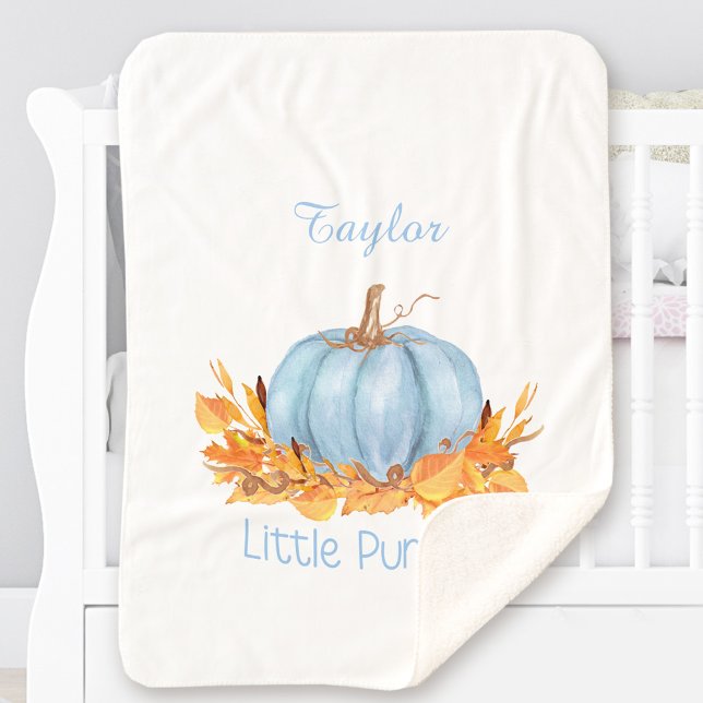 Little Pumpkin Baby Boy Blue Custom Name Sherpa Blanket (Little Pumpkin Baby Boy Blue Custom Name Sherpa Blanket)