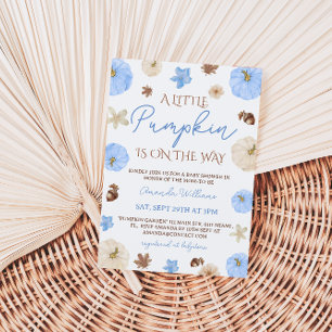 little pumpkin baby boy shower	 invitation