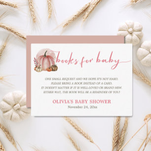 Little Pumpkin Baby Girl Pink Shower Book Request Enclosure Card