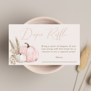 Little Pumpkin Baby Girl Shower Diaper Raffle Enclosure Card