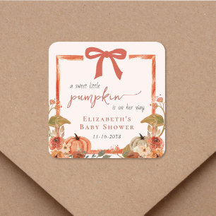 Little Pumpkin Baby Girl Shower Square Sticker