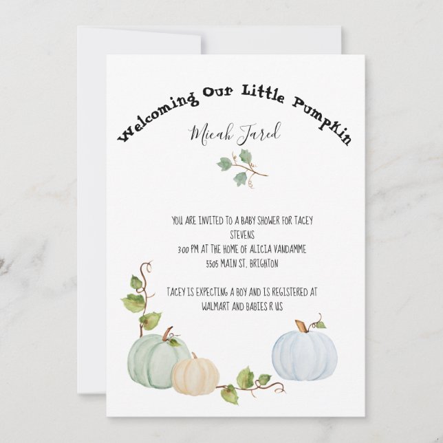Little Pumpkin Baby Invitation (Front)