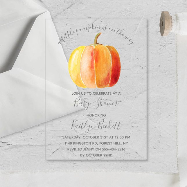 Little Pumpkin Baby Shower Acrylic Invitations (Creator Uploaded)
