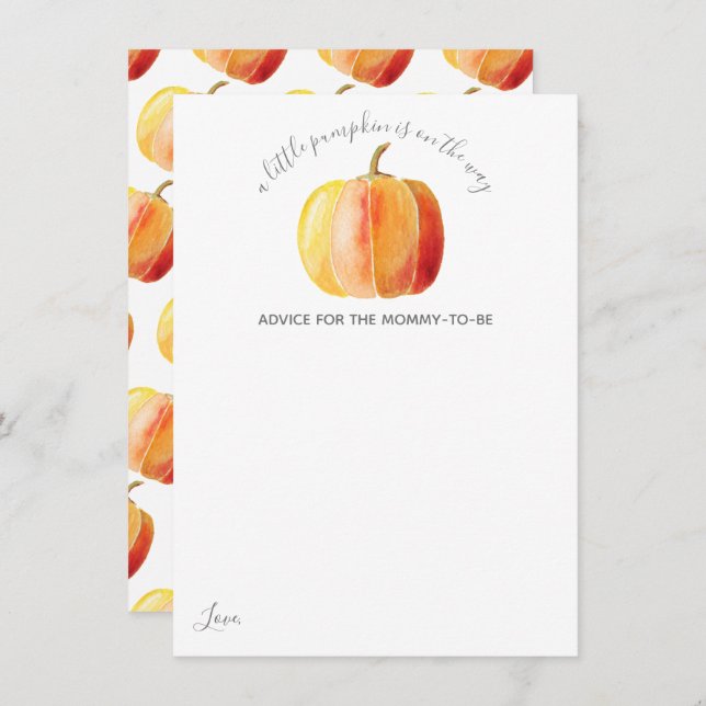 Little Pumpkin Baby Shower Advice Card (Front/Back)