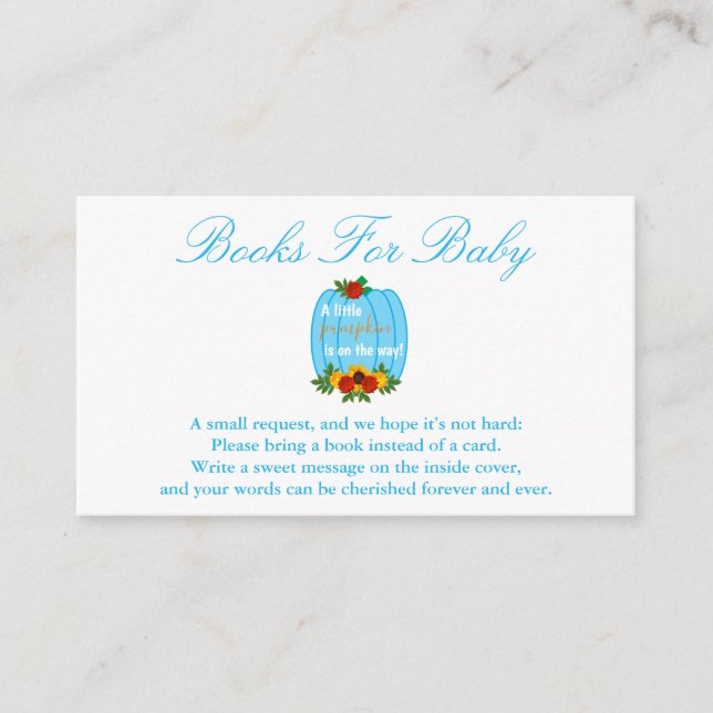 Little Pumpkin Baby Shower Books For Baby Enclosure Card (Front)
