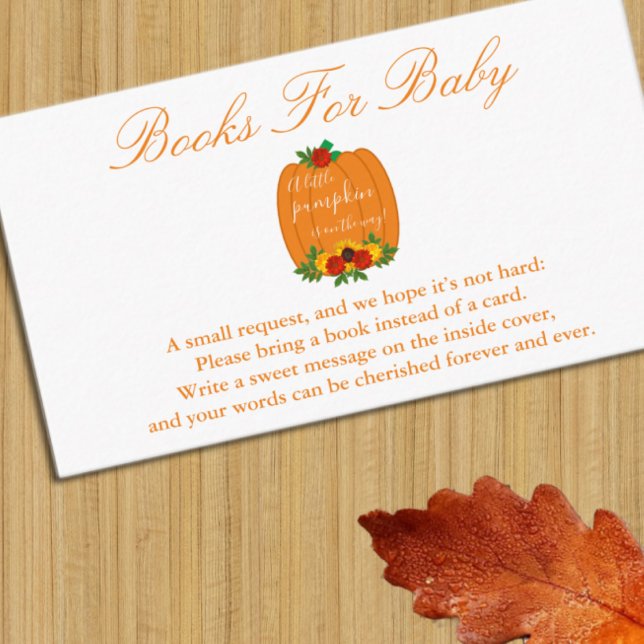 Little Pumpkin Baby Shower Books For Baby Enclosure Card (Creator Uploaded)