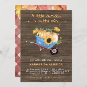 Little Pumpkin Baby Shower Boy Rustic Fall Plaid Invitation