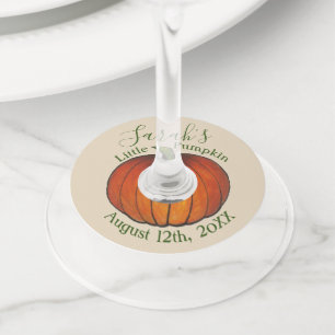 Little Pumpkin Baby Shower Christening Autumn Fall Wine Glass Tag
