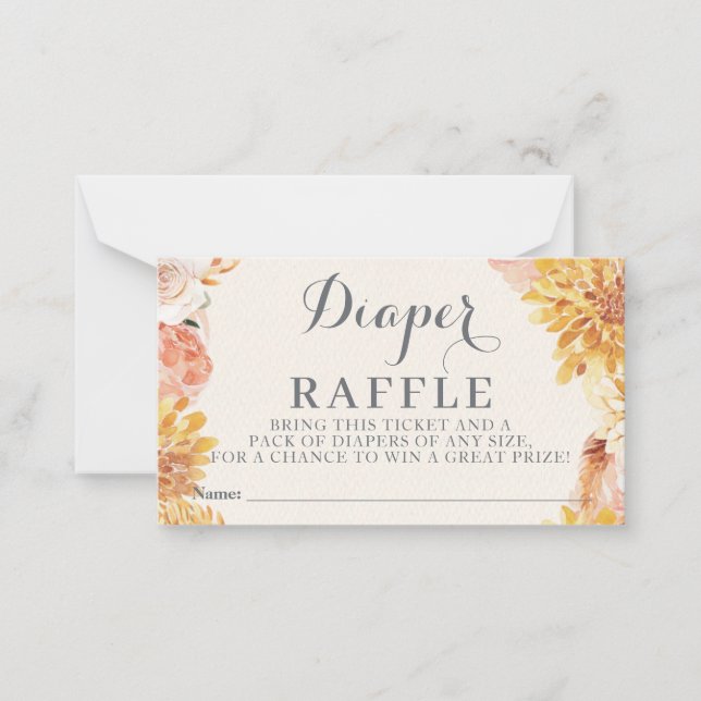 Little PUMPKIN BABY SHOWER Diaper Raffle Card (Front)