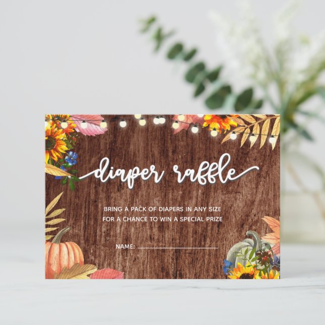 Little Pumpkin Baby Shower Diaper Raffle Card (Standing Front)