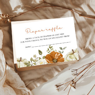 Little Pumpkin Baby Shower Diaper Raffle Enclosure Card