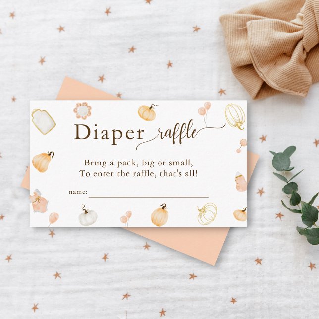 Little Pumpkin Baby Shower Diaper Raffle Enclosure Card (Creator Uploaded)