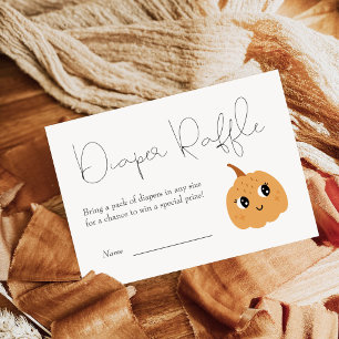  Little Pumpkin Baby Shower Diaper Raffle  Enclosure Card